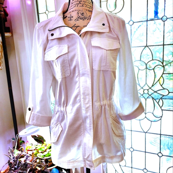 NWT Talbots White Denim Jacket with Adjustable Waist M - Picture 1 of 13